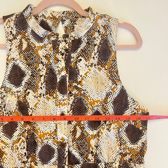 NWT Anthropologie Maeve Snake Print Maxi Dress Size 12 Brown Tan Button Front - Picture 13 of 15